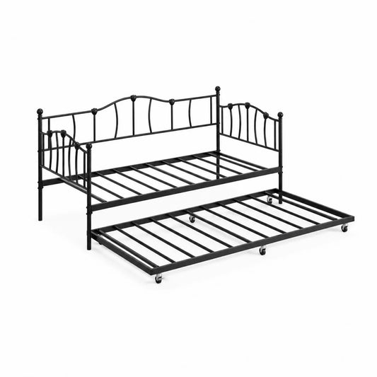 Einzelbett Kunstleder Weiß und Holz