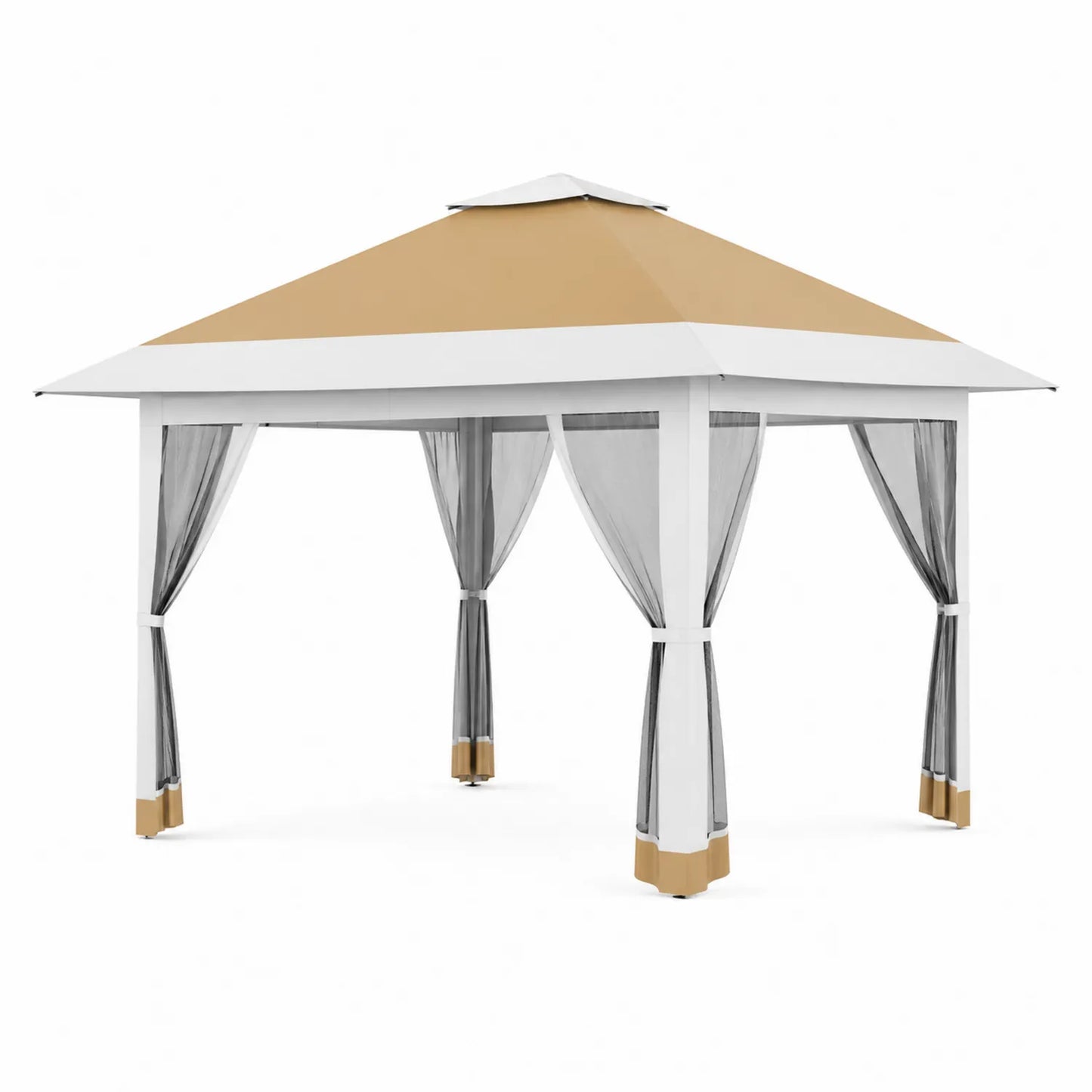 Gartenpavillon mit Polyester Dach 300x300x260 cm Braun