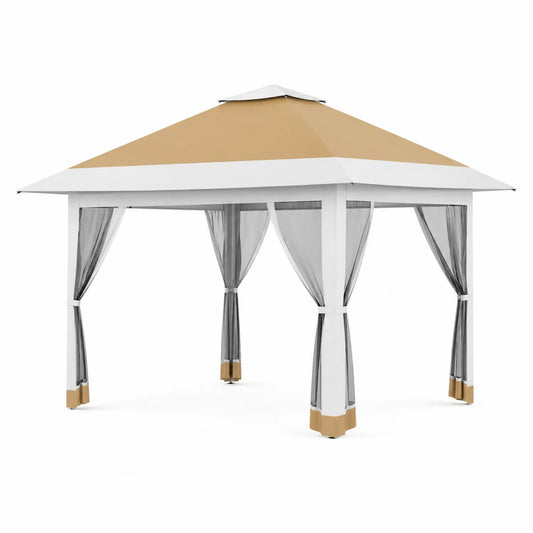 Gartenpavillon mit Polyester Dach 300x300x260 cm Braun