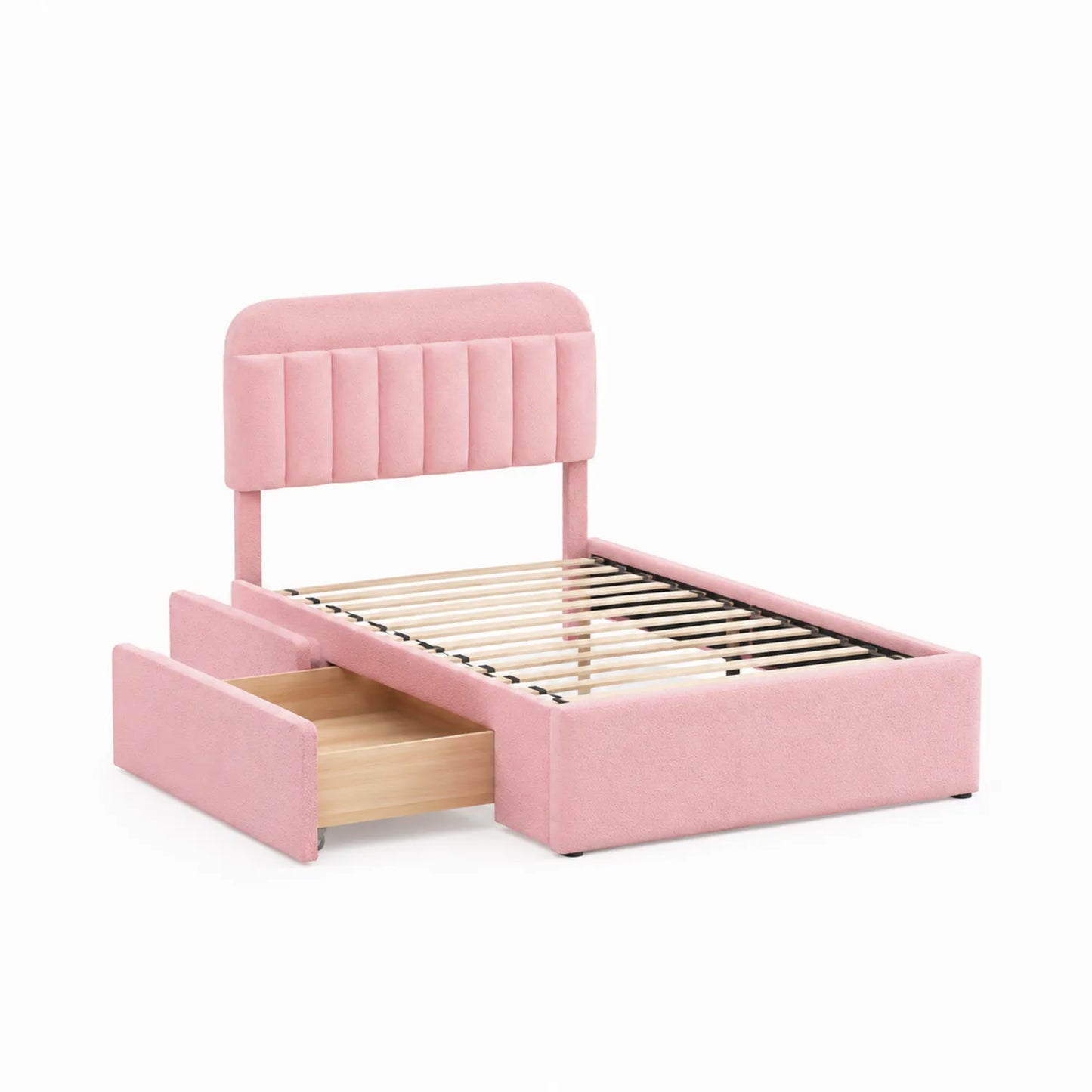 Holz- und Polyester-Kinderbett mit Schubladen 200x90 cm Hase