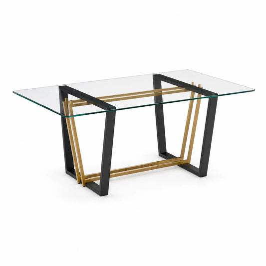 Quadratischer Tisch aus Holzfurnier mit schwarzen Metallbeinen 80x80x75 cm